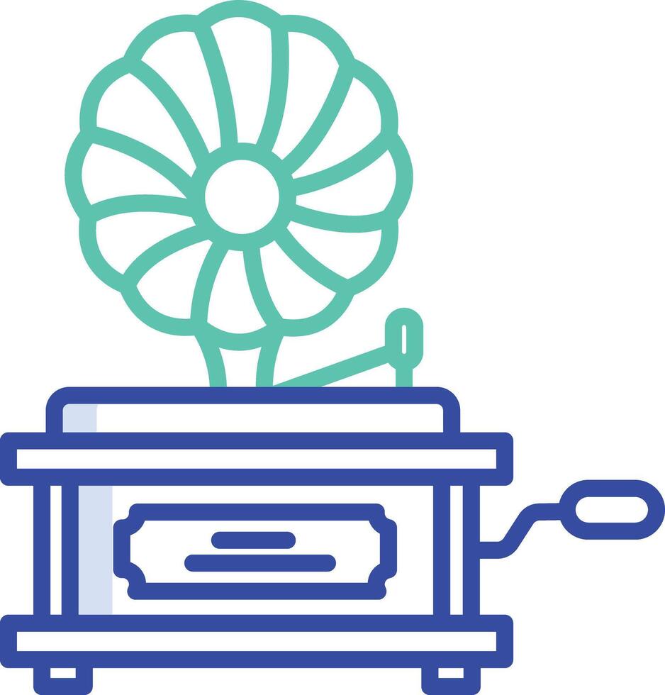 gramophone outline color illustration vector