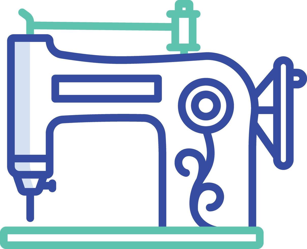 sewing machine retro outline color illustration vector