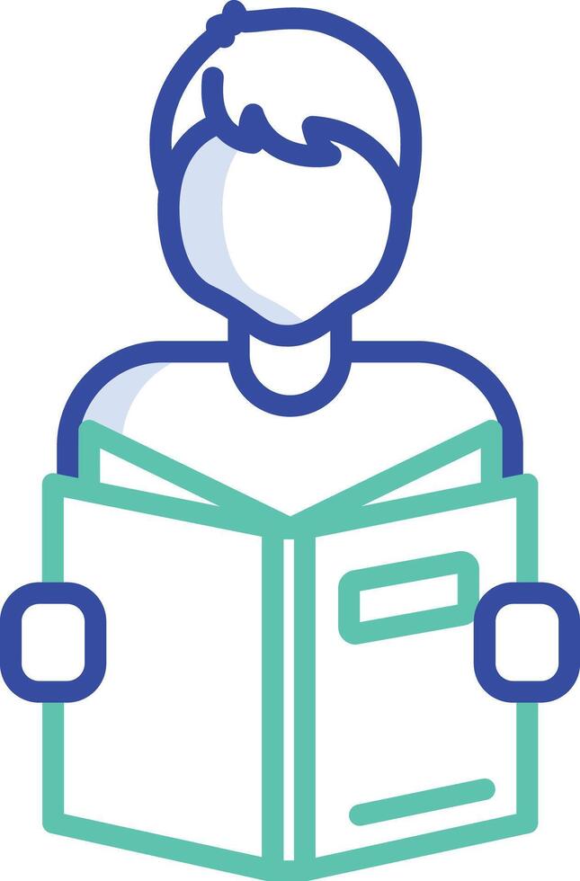 School Boy Reading outline color illustration vector