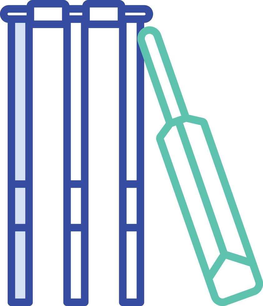 cricket wicket bat outline color illustration vector