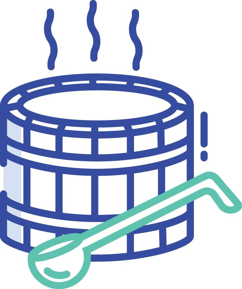 Wooden Tub outline color illustration vector