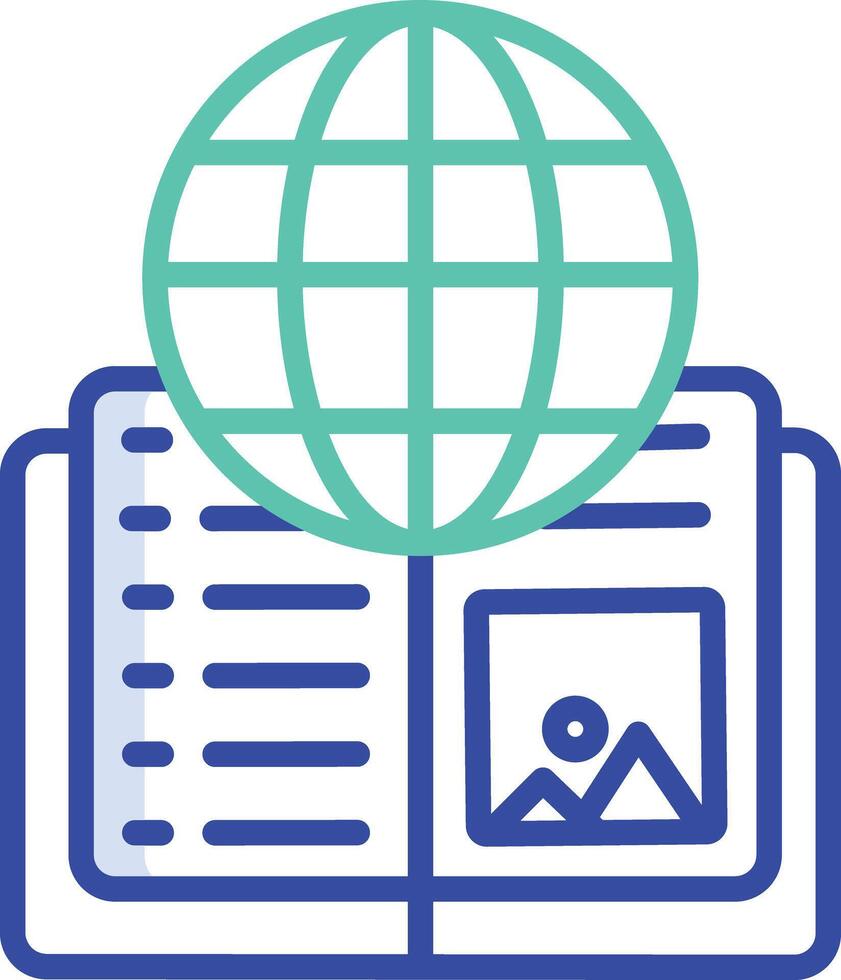 book globe outline color illustration vector