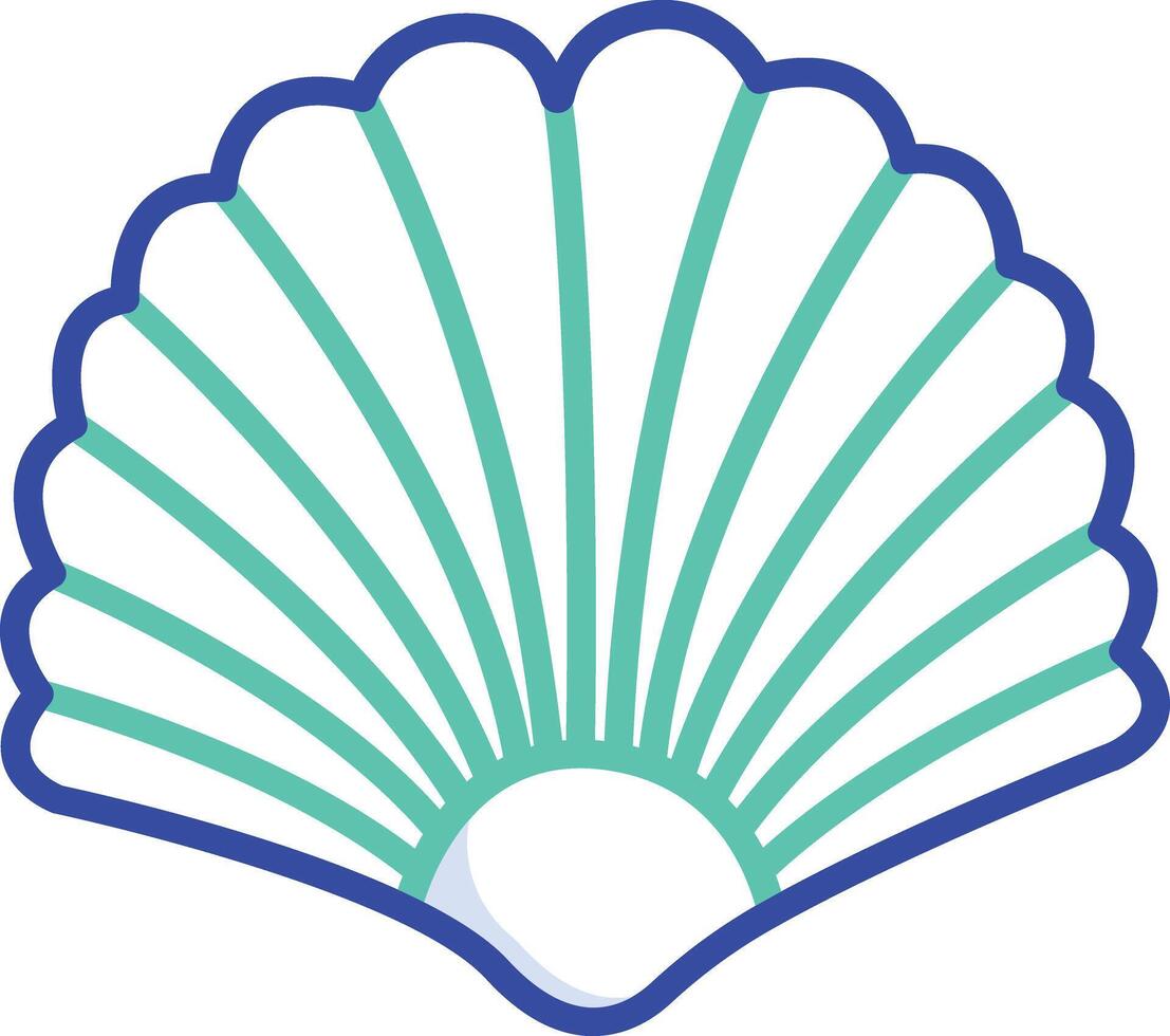 Sea shell 2outline color illustration vector