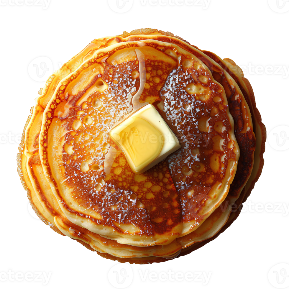Pancake with butter . american style pancakes with melted butter on top . american pancake top view . pancake flat lay isolated png
