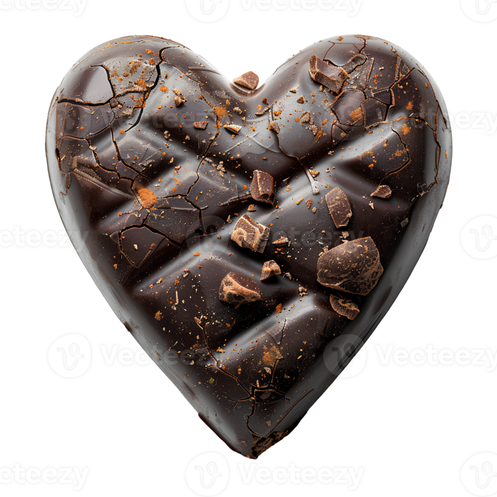 heart shaped chocolate . Heart covered in chocolate top view png