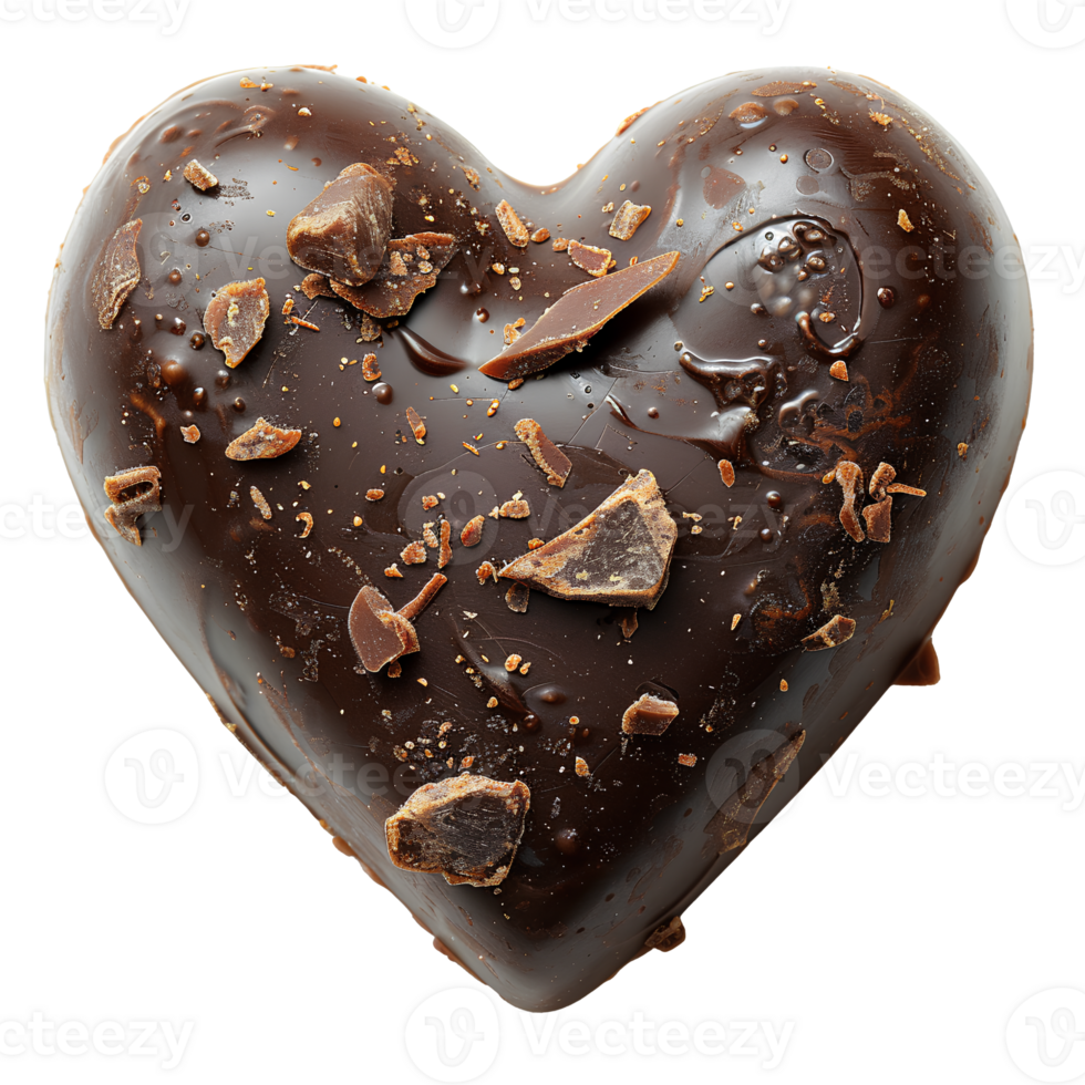 heart shaped chocolate . Heart covered in chocolate top view png