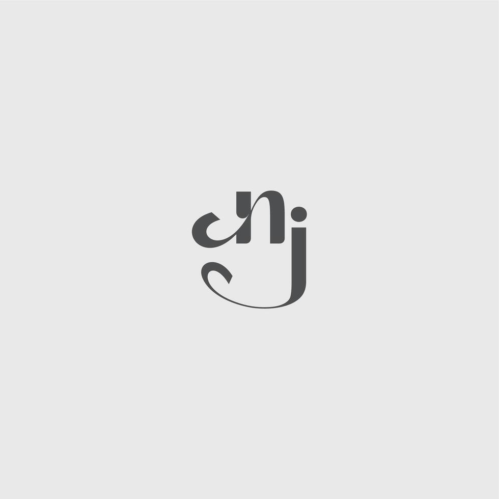 beauty monogram initial logo simple and minimalism NJ Classy black fashion letter vector