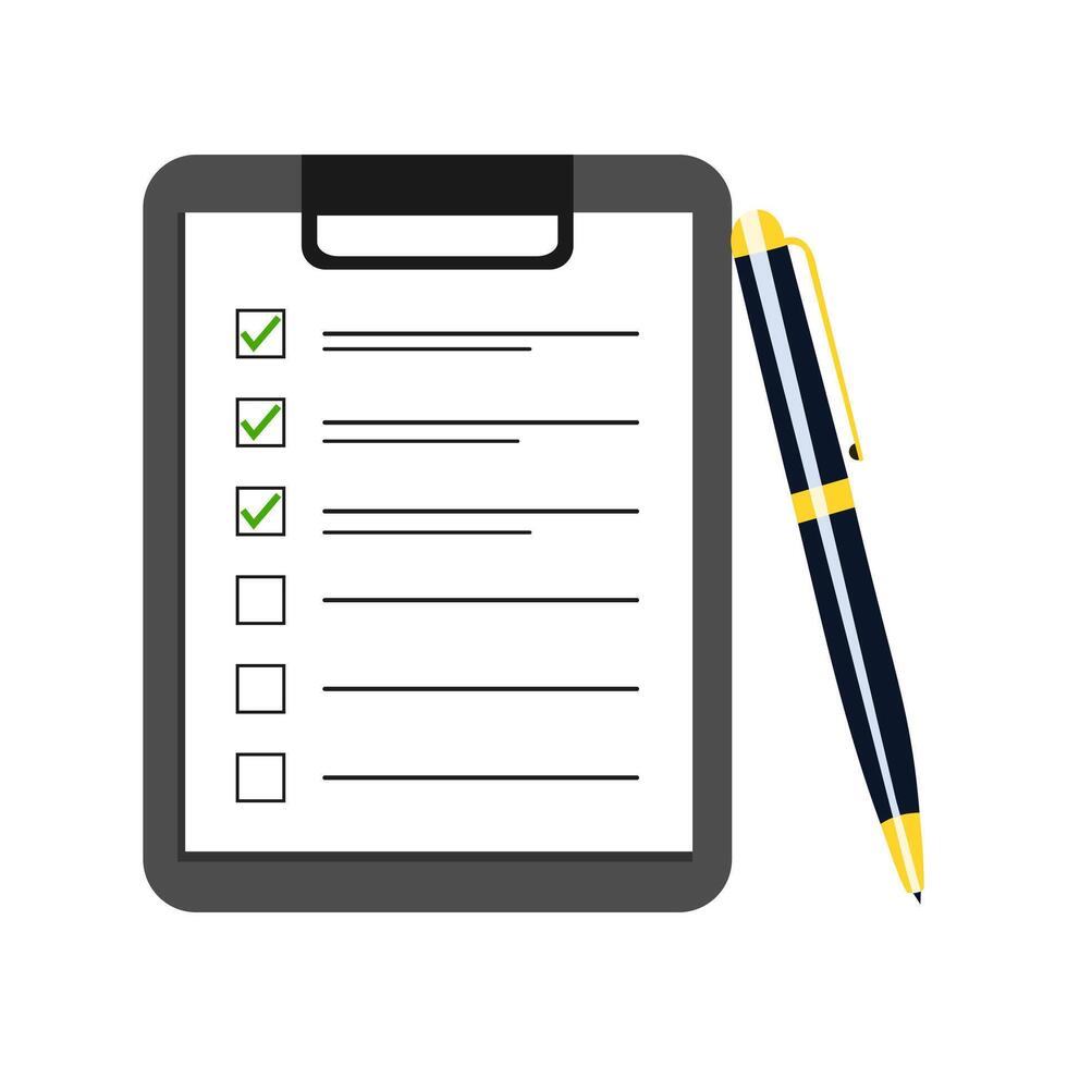 Checklist on clipboard illustration. check marks on checklist Clipboard and agreement. vector