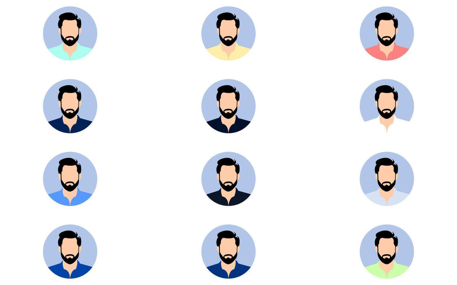 Man silhouette icon. Avatar profile. Big set of user avatar. People avatar profile icons. Male faces. vector