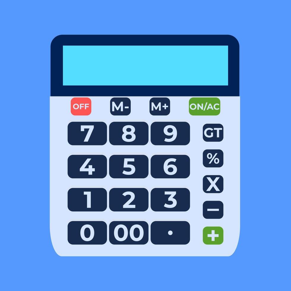 Calculator on Blue Background. vector
