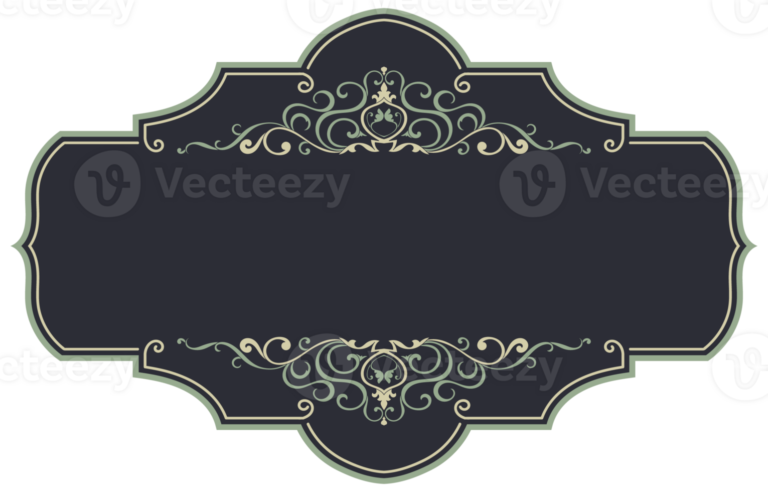 Classic vintage frame black background message frame and green stripes png