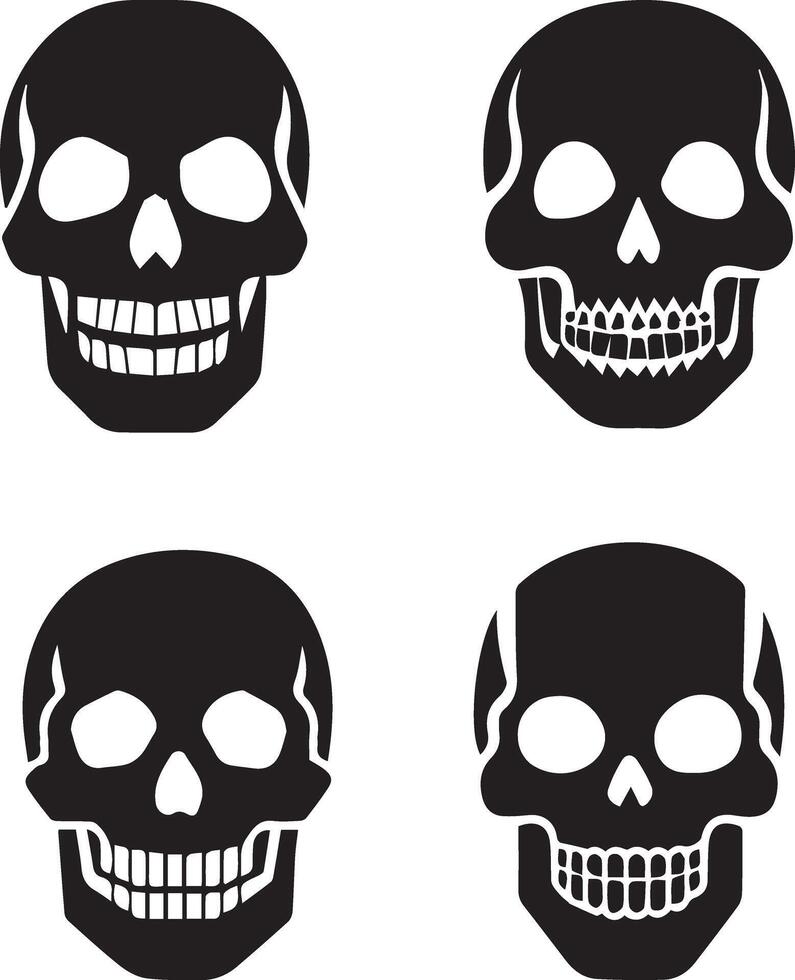 four skulls with different facial expressions vector