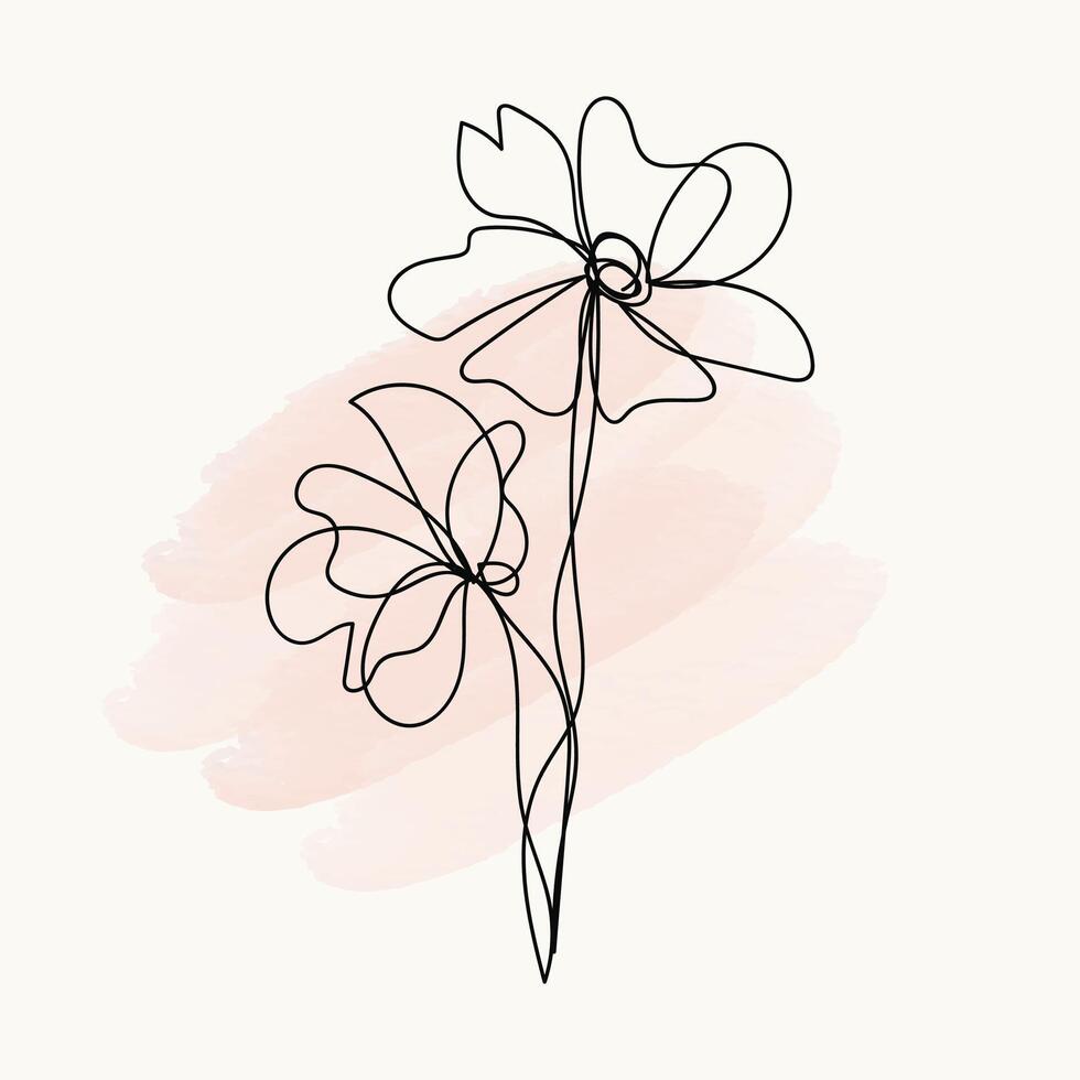 Hand drawn flat design simple flower outline vector