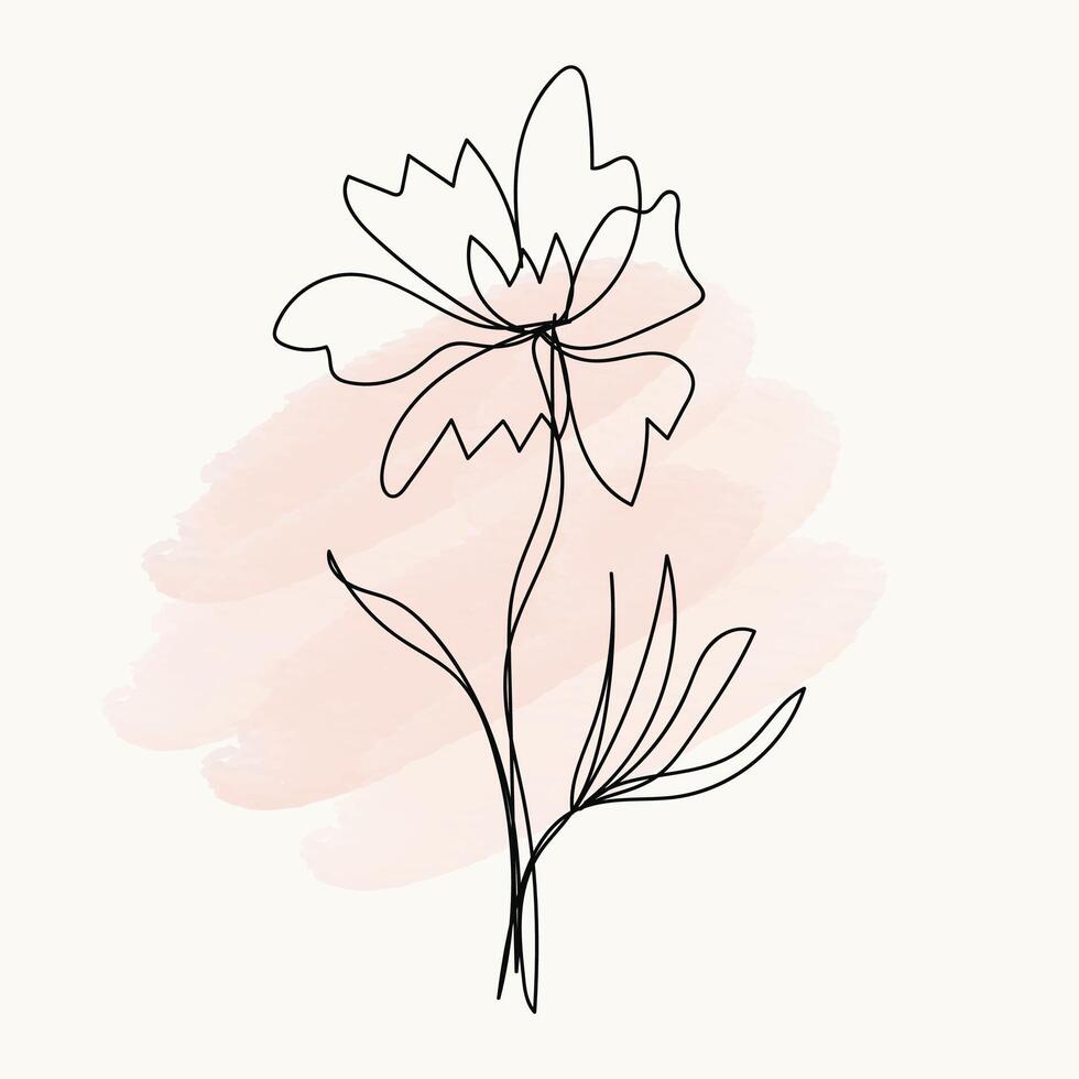 Hand drawn flat design simple flower outline vector