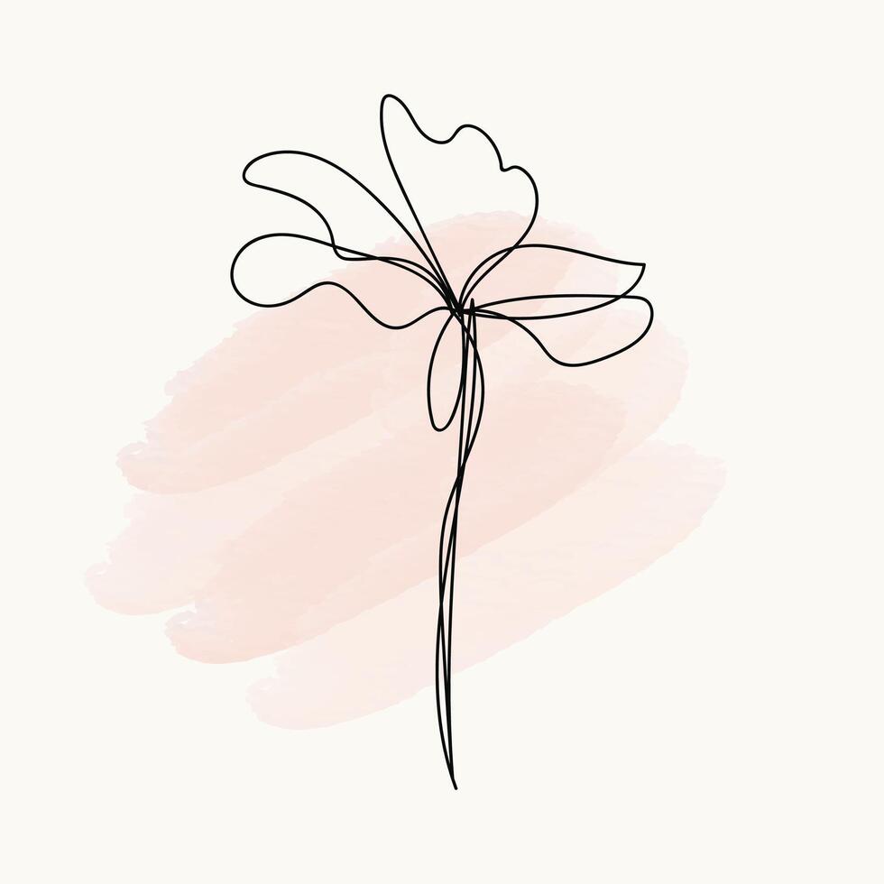 Hand drawn flat design simple flower outline vector