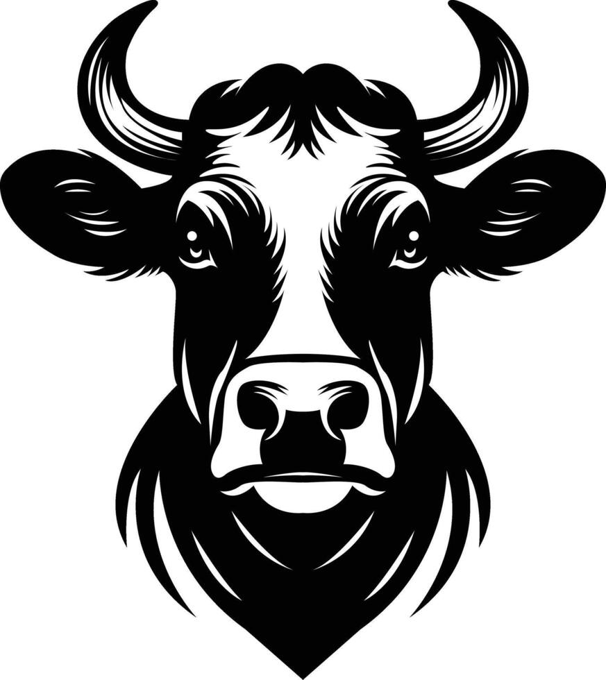 a black and white cow head on a white background vector