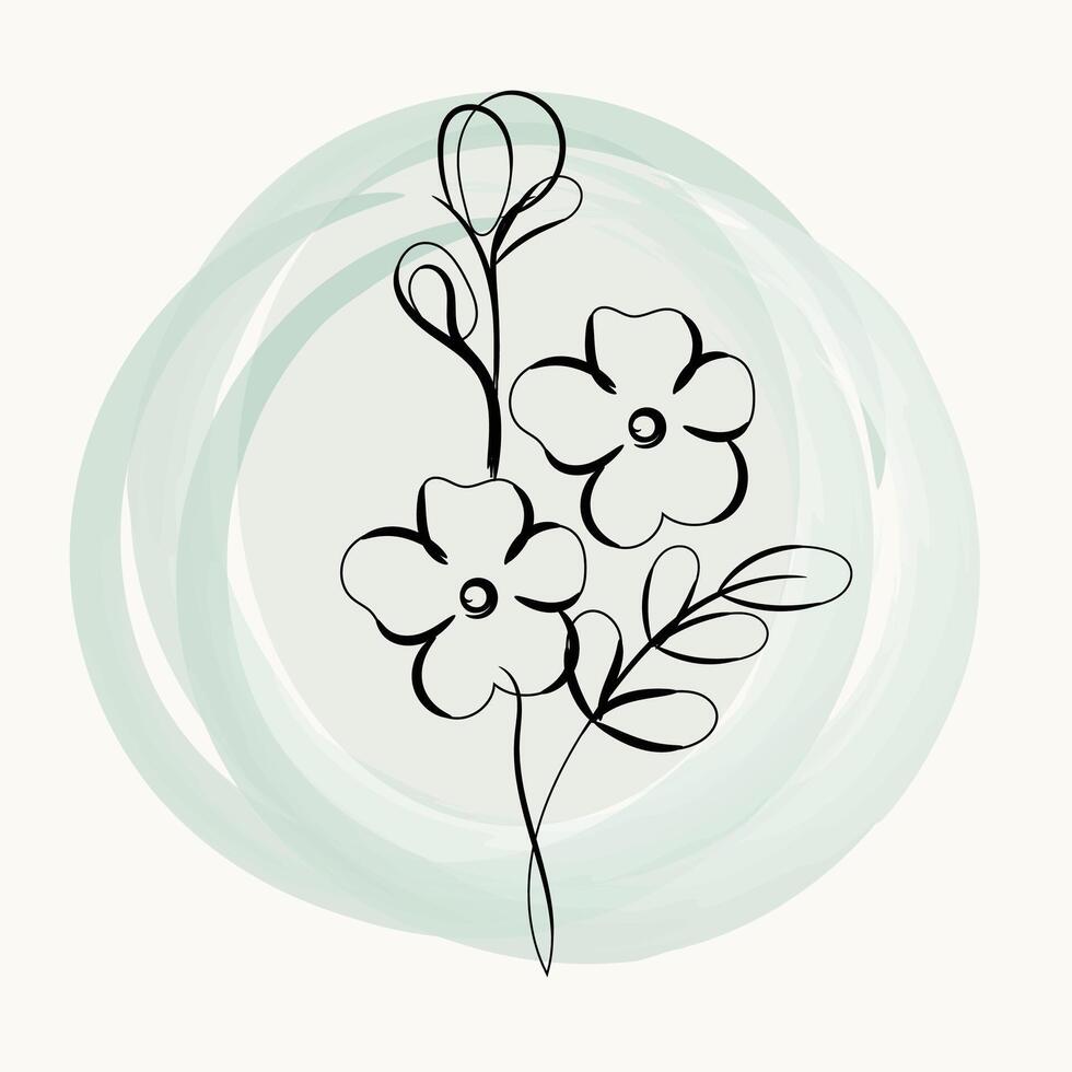 Hand drawn simple flower outline vector