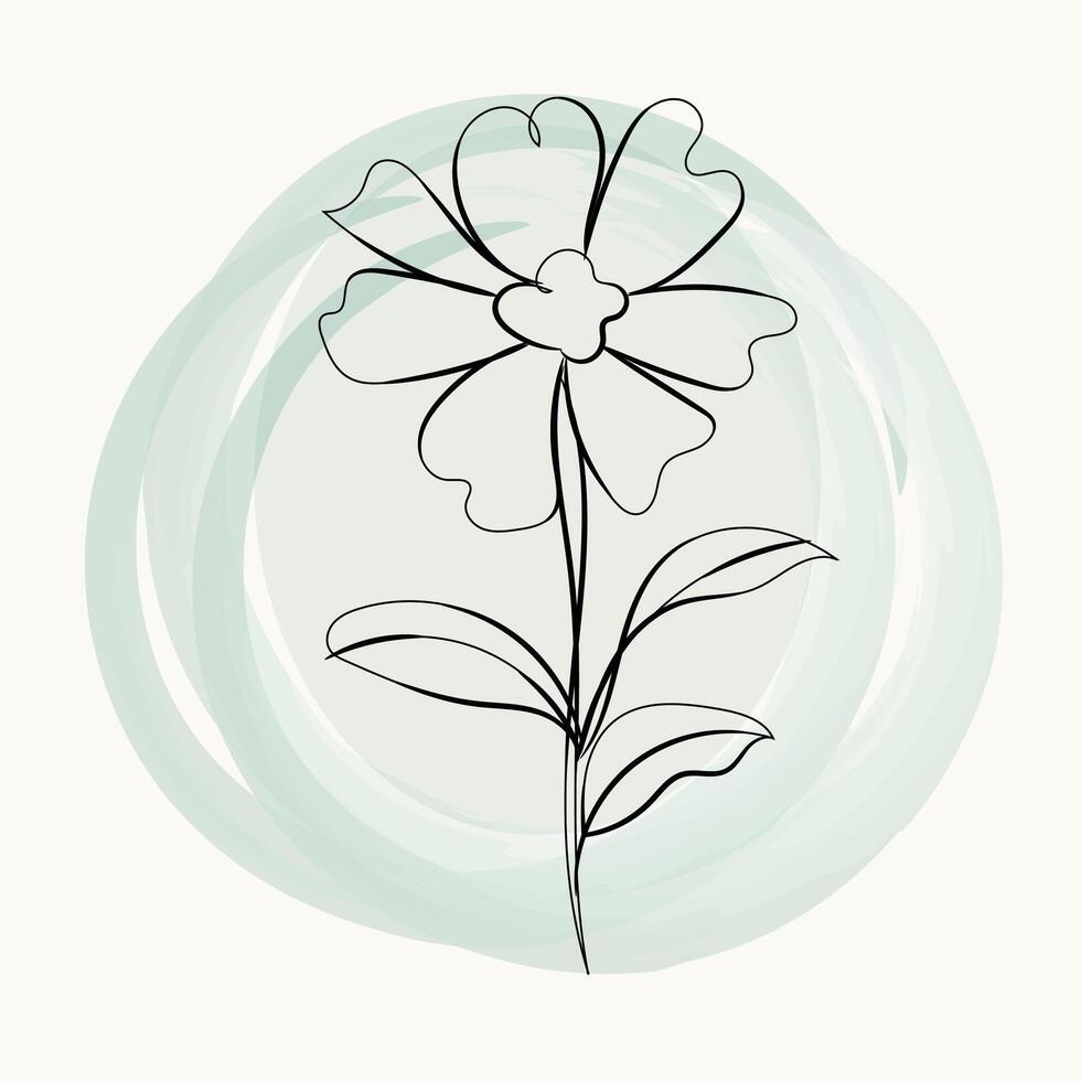 Hand drawn simple flower outline vector