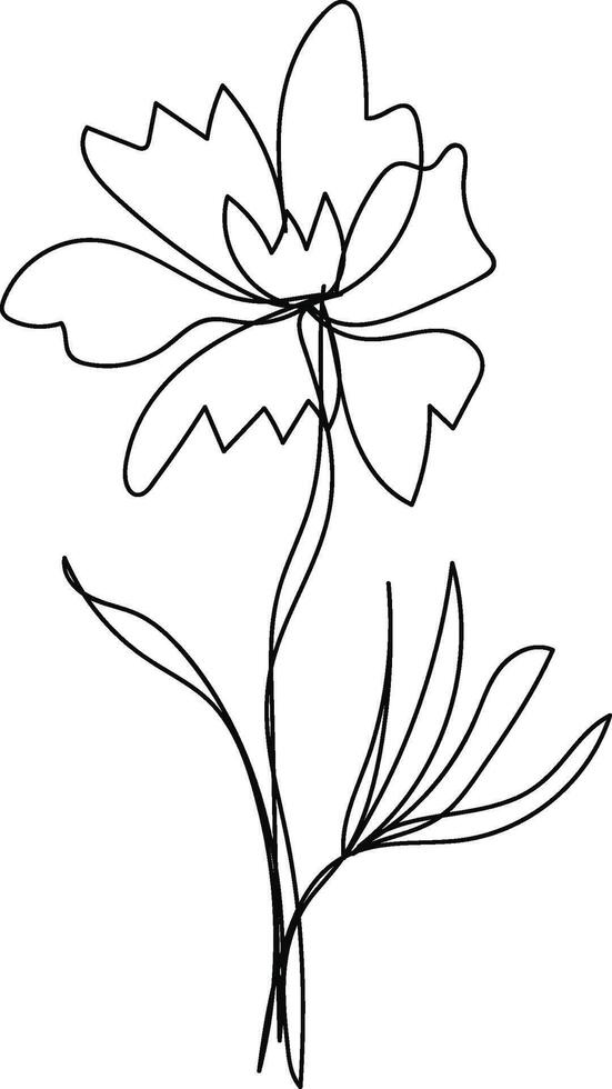 Hand drawn simple flower outline vector