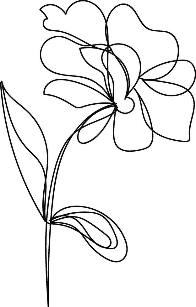 Hand drawn simple flower outline vector