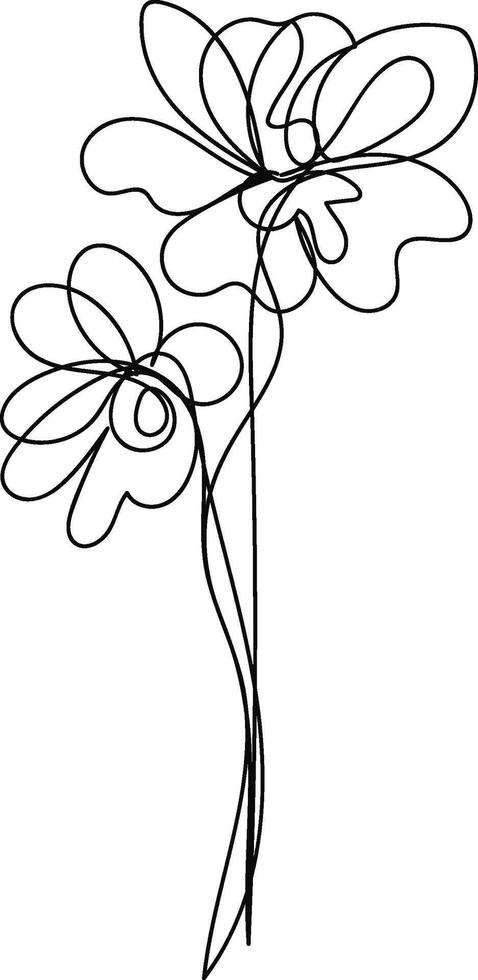 Hand drawn simple flower outline vector