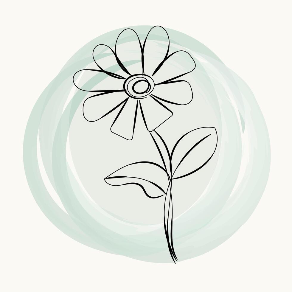 Hand drawn simple flower outline vector