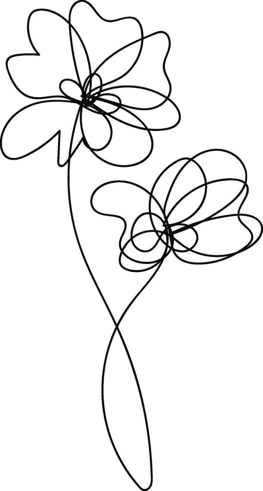 Hand drawn simple flower outline vector