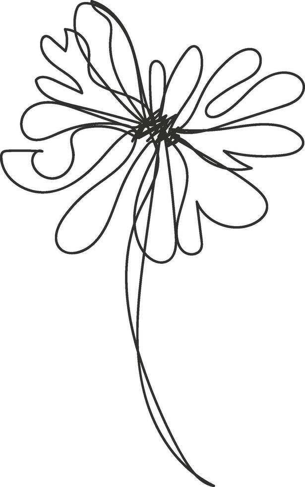 Hand drawn simple flower outline vector