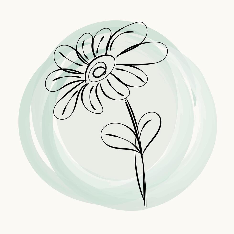 Hand drawn simple flower outline vector