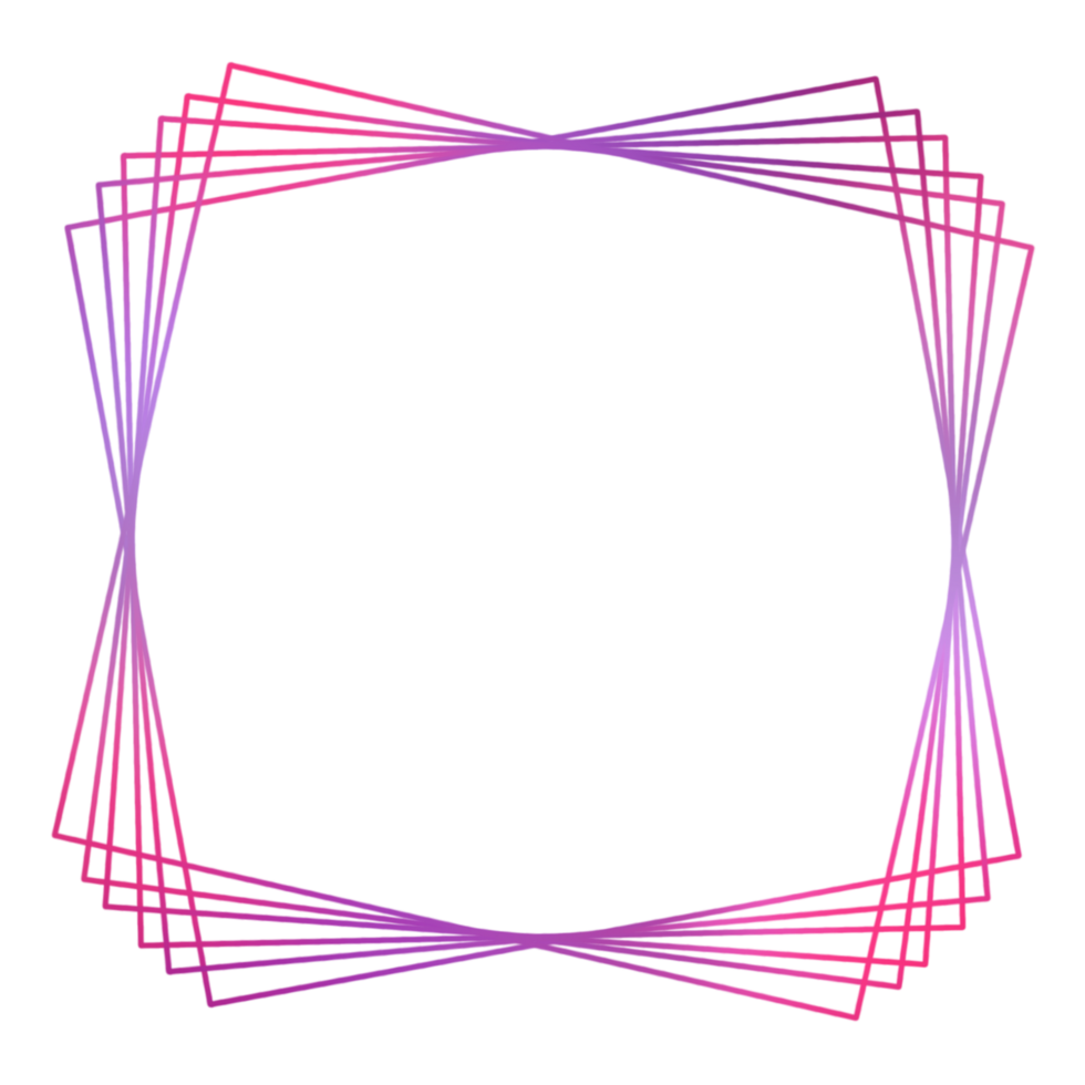 Pink and purple geometric square frame on a transparent background png