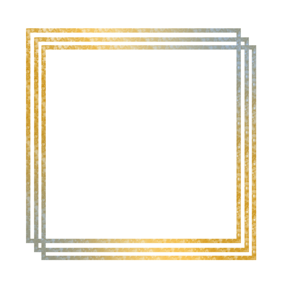 Gold and silver square frame on a transparent background png