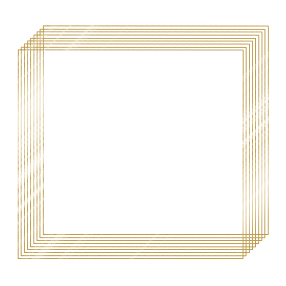 Gold square frame on a transparent background png