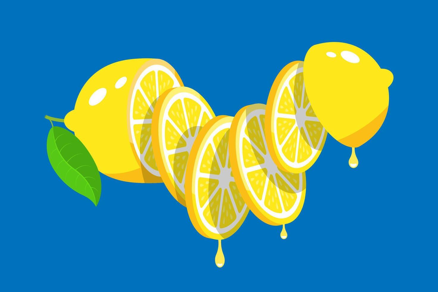 Lemon yellow sliced lemon slices illustration vector