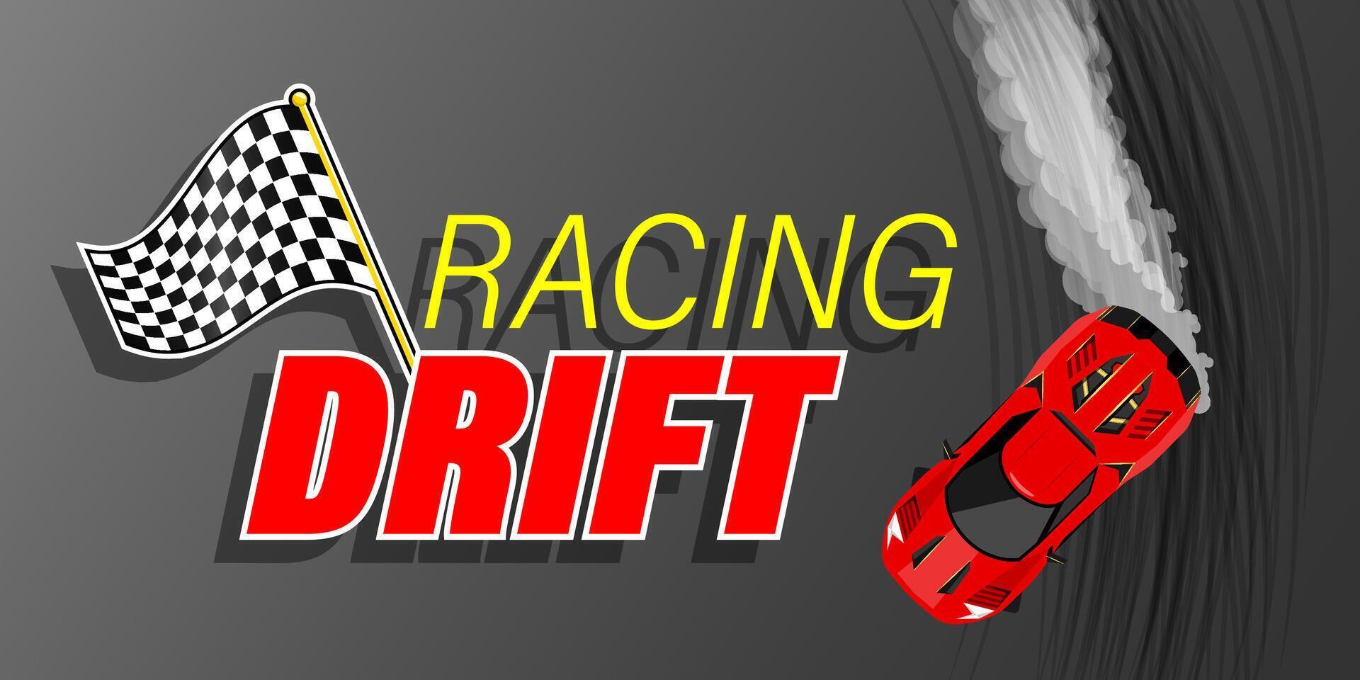 Drift racing top view red super car drifting illustration vector