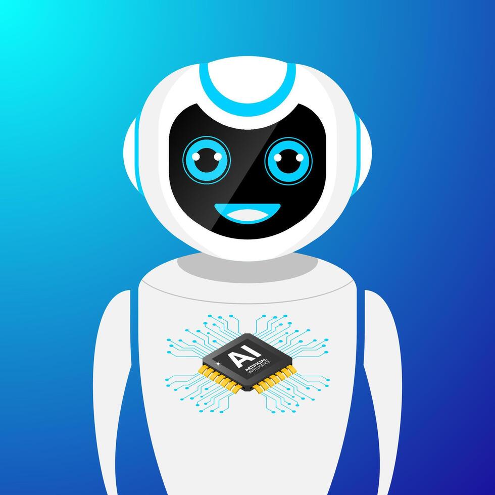 Robot chatbot, AI in science and business, Technology and engineering concept vector