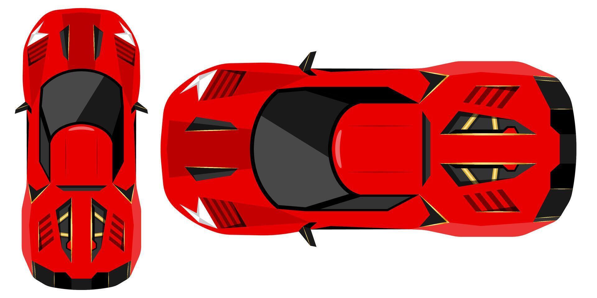 Red Super Car top view racing car illustration vector