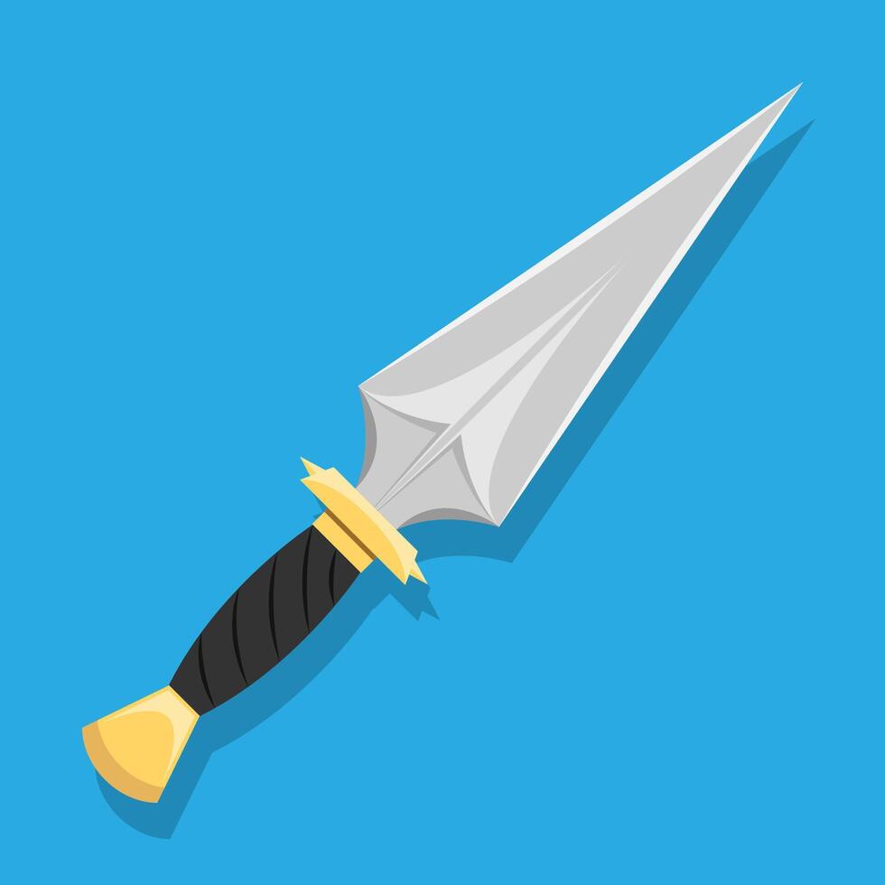 Dagger knife illustration blue background vector