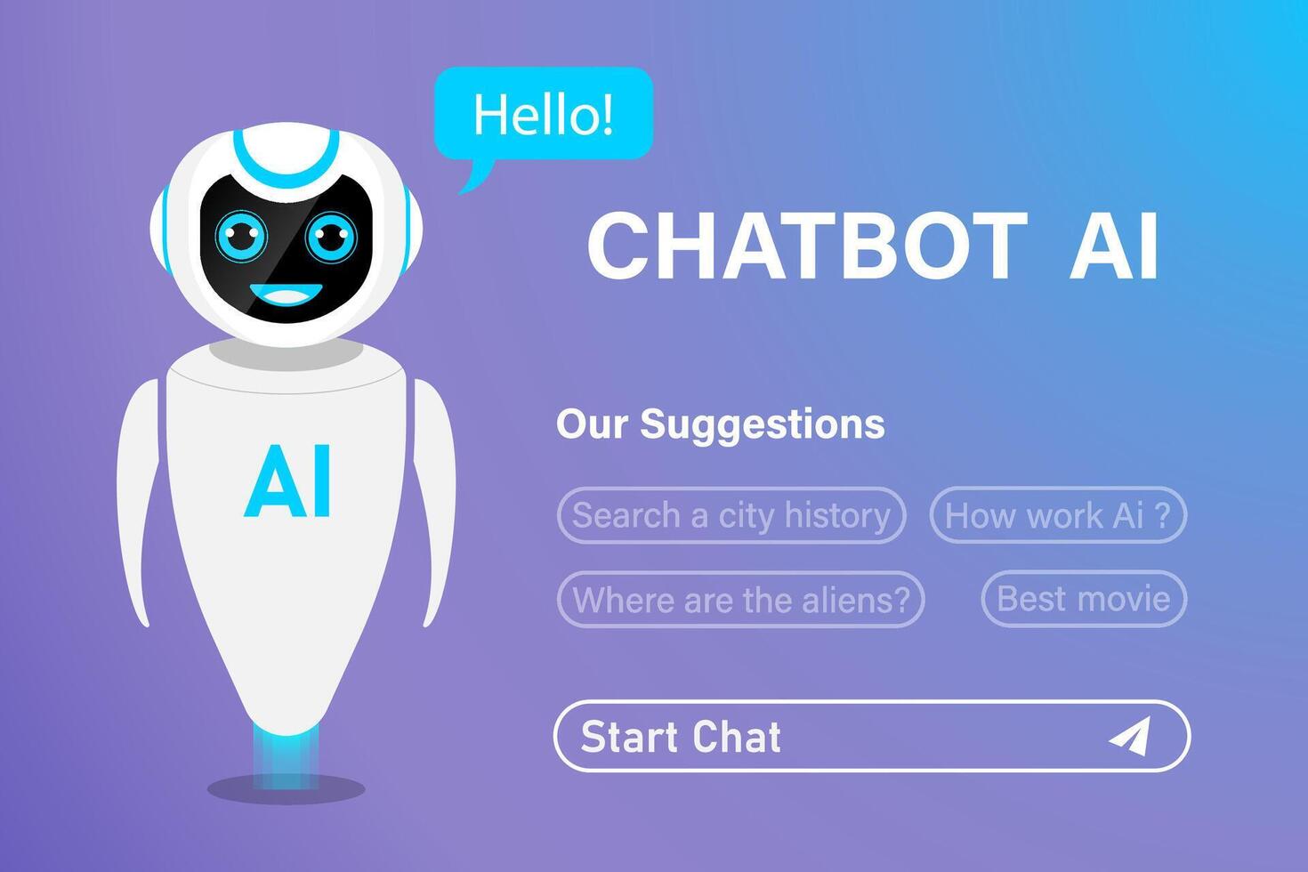Chat Bot neural network, AI servers and robots technology, artificial bot mind and intelligent robotic building. Customer support service vector