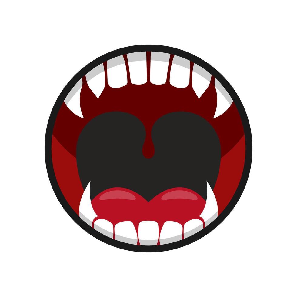 Open Mouth with Monster vampire Teeth and Tongue vector