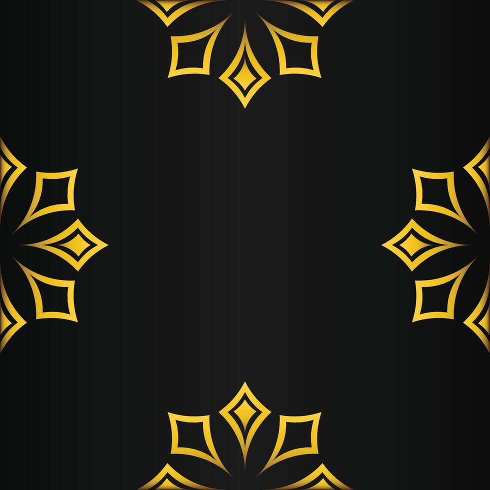 black background with abstract golden floral shape vector