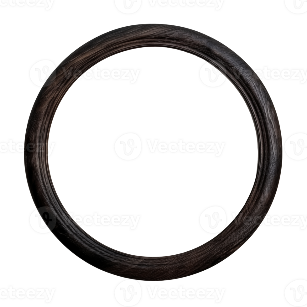 round dark wooden frame isolate png