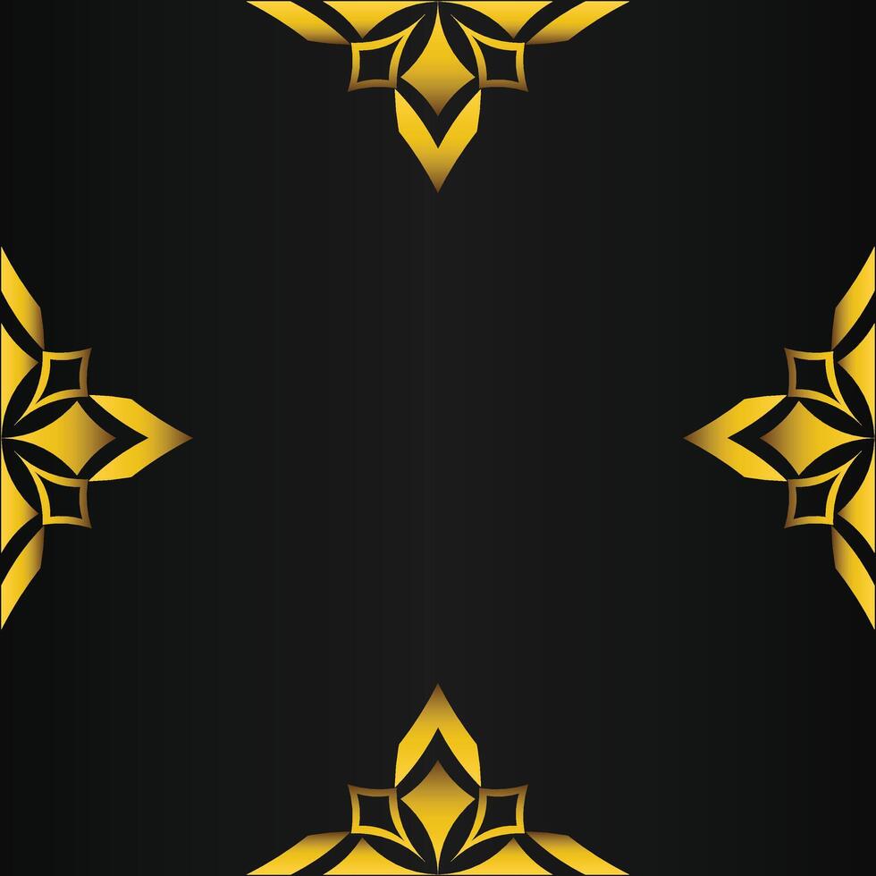 black background with abstract golden floral shape vector