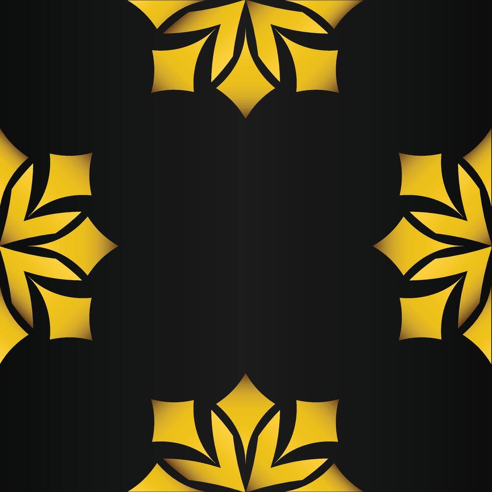 black background with abstract golden floral shape vector