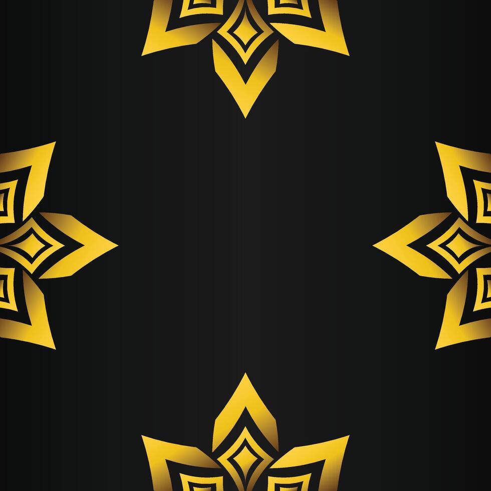 black background with abstract golden floral shape vector