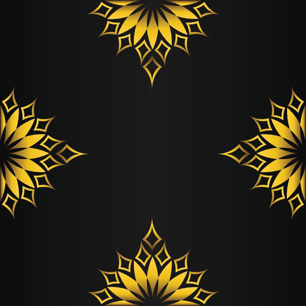 black background with abstract golden floral shape vector