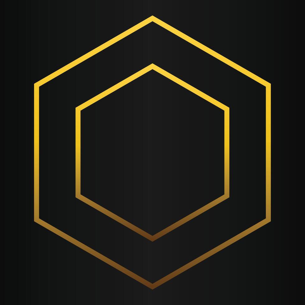 luxury black background with abstract golden geometric hexagon shape vector