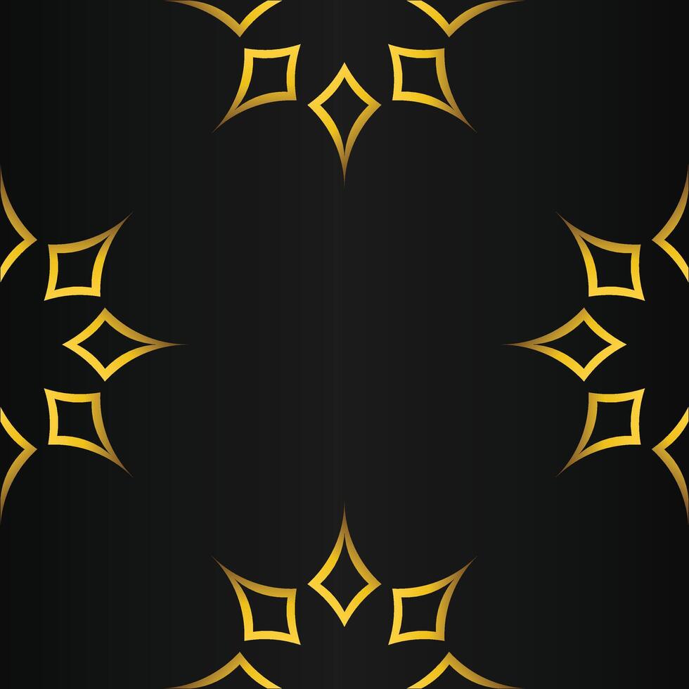 black background with abstract golden floral shape vector
