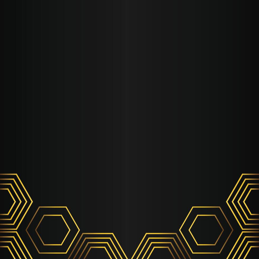 golden hexagon design on black background vector
