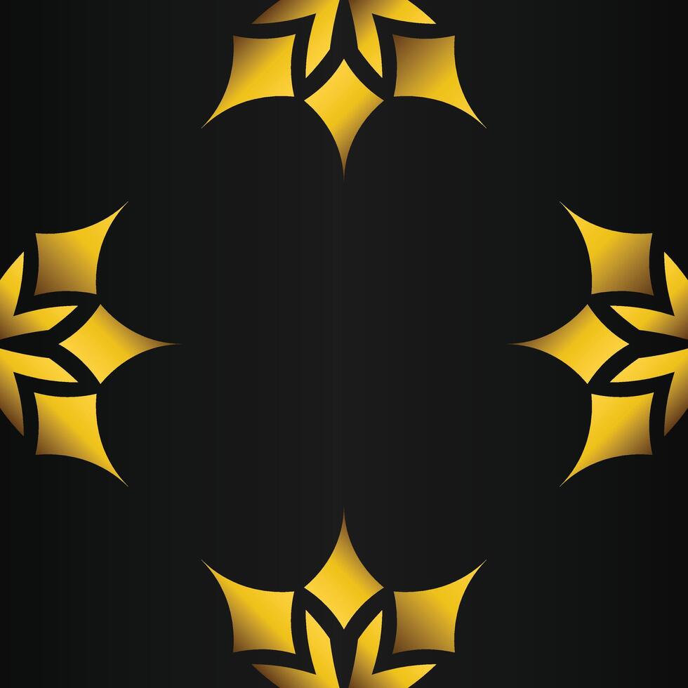 black background with abstract golden floral shape vector