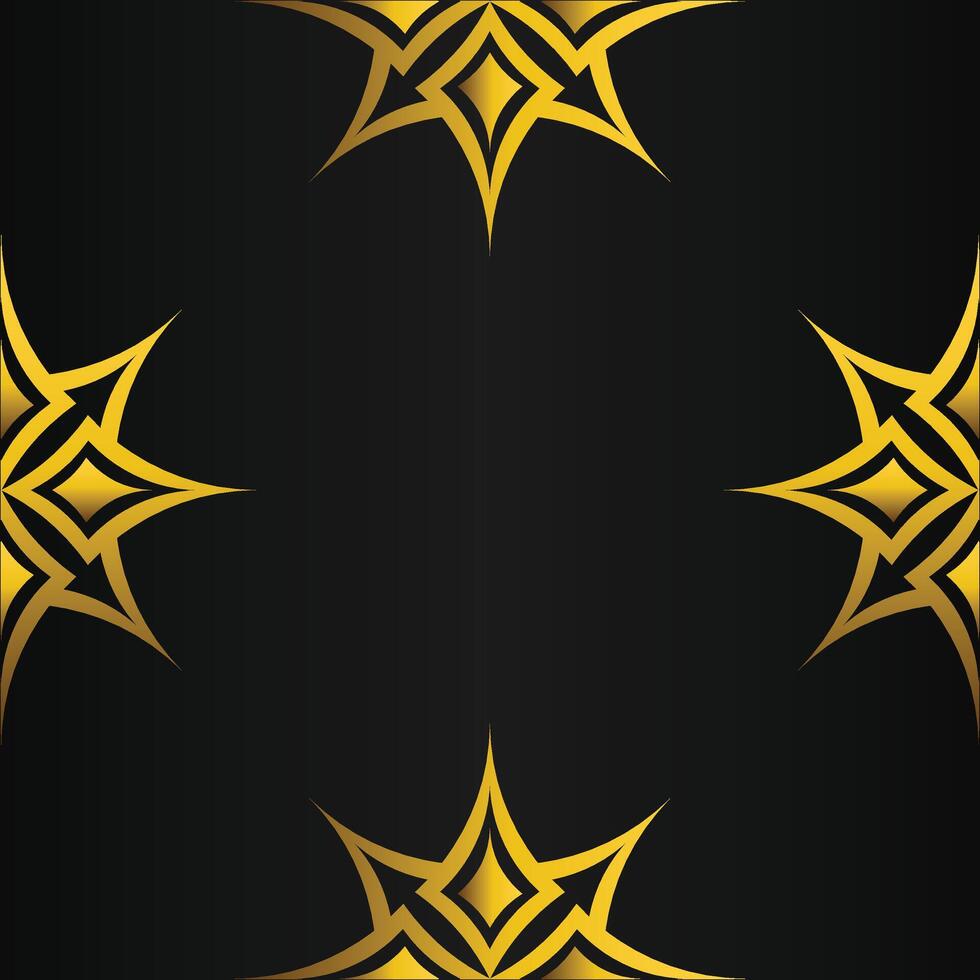 black background with abstract golden floral shape vector